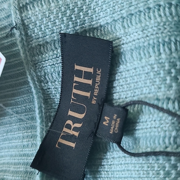 TRUTH aqua blue green wool blend sweater v-neck medium - Picture 6 of 6